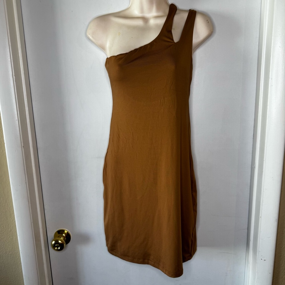 Stndrd One-Shoulder Brown Bodycon Dress